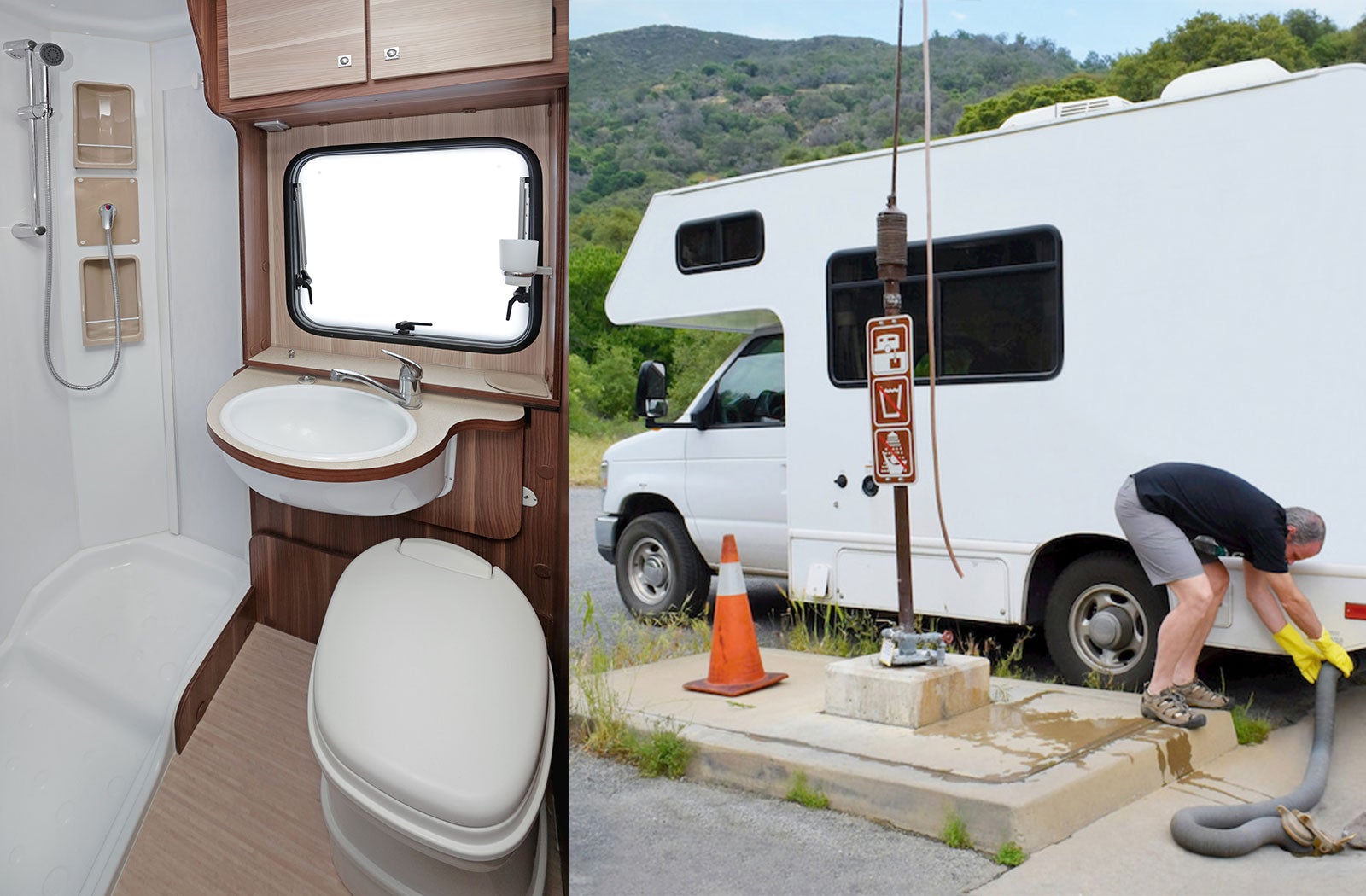 Portable RV/camper toilet and holding tank setup in Shawnee, Kansas